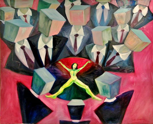 Forced Conformity 7 ft. by 7 ft. Oil Painting