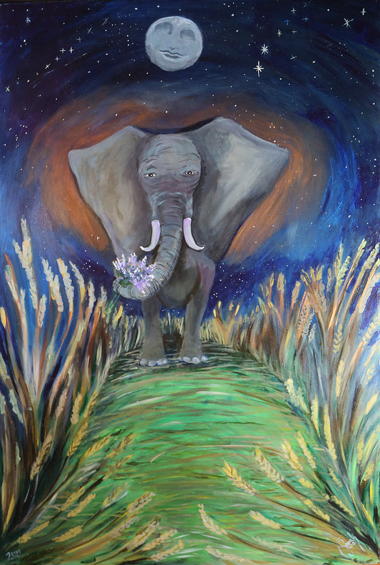 Lone Elephant Woman Large Scale Customized Fine Art Print 4ft by 2.25 ft