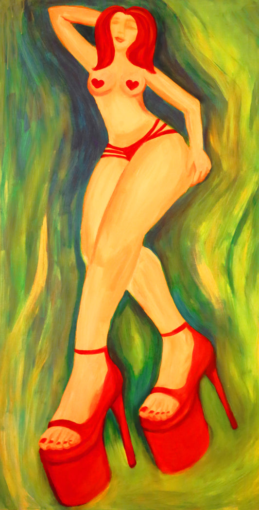 Lady Valentine Large Acrylic Painting 4 ft. by 2 ft.